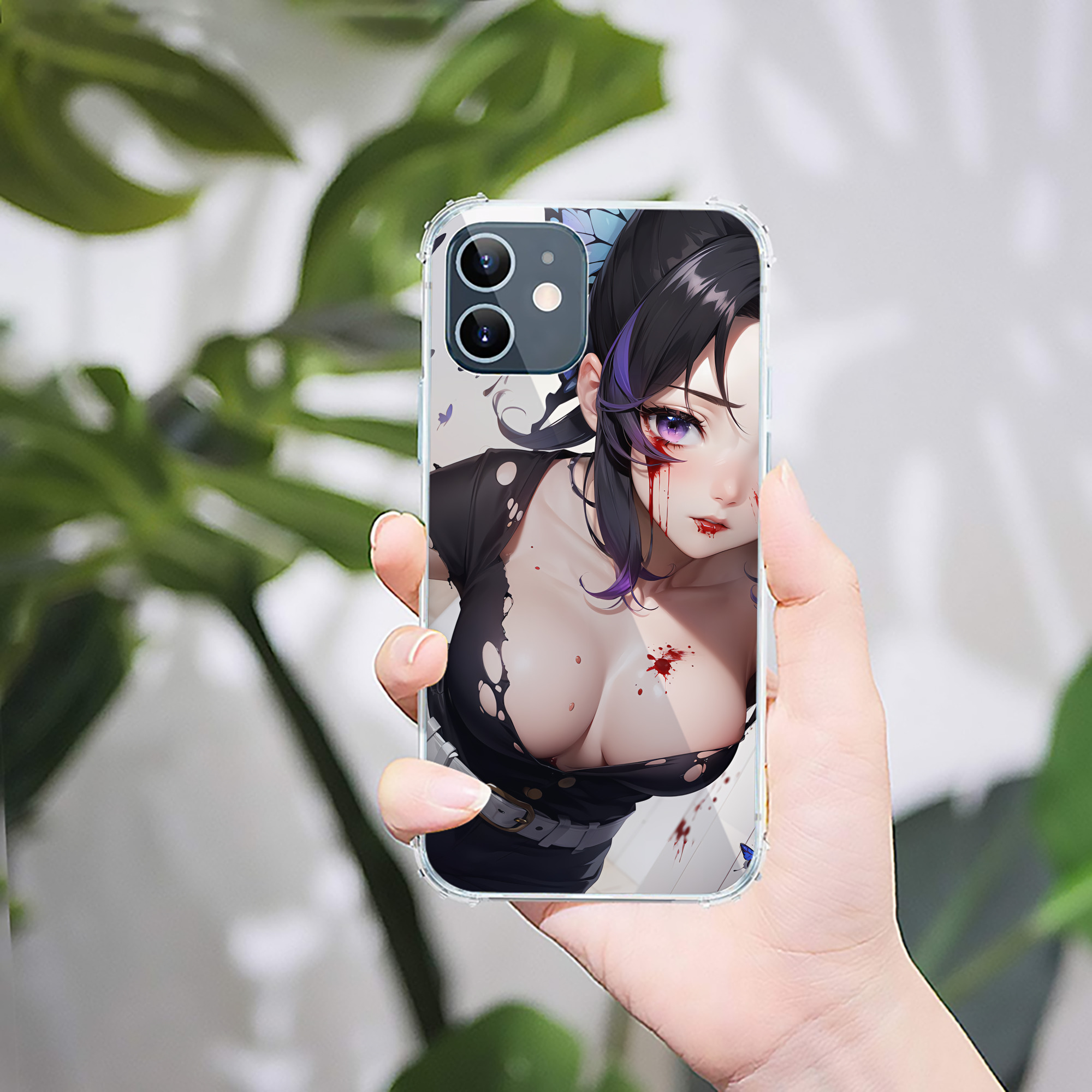 （画像用） 鬼滅の刃（きめつのやいば）蟲柱-胡蝶 しのぶ／こちょう しのぶ Kochou Shinobu 【iPhone 12シリーズ対応】透明スマホケース（クリアソフトケース）